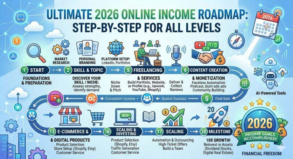 how to make money online in 2026 step by step roadmap for beginners