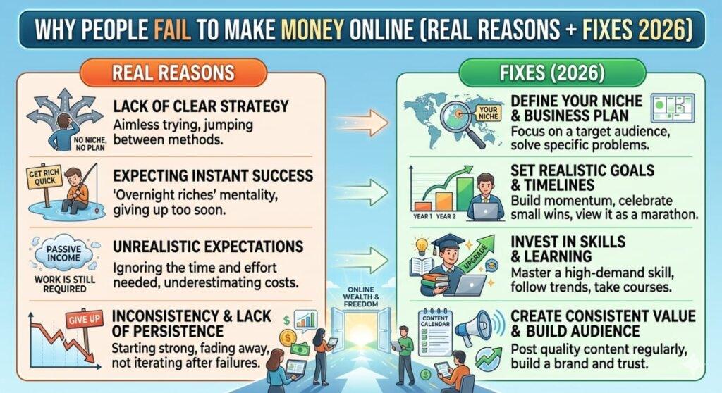 Why People Fail to Make Money Online