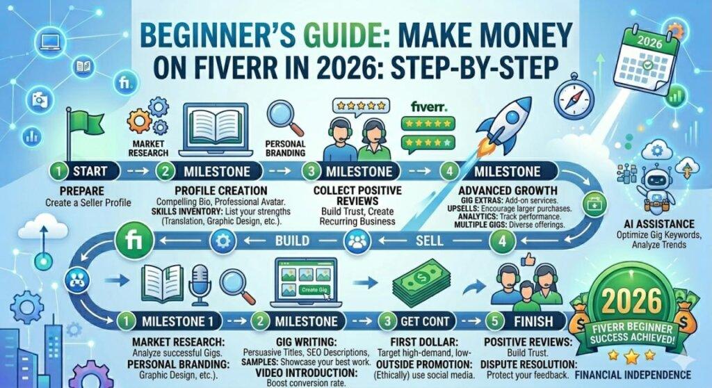 make money on Fiverr for beginners step by step 2026 guide