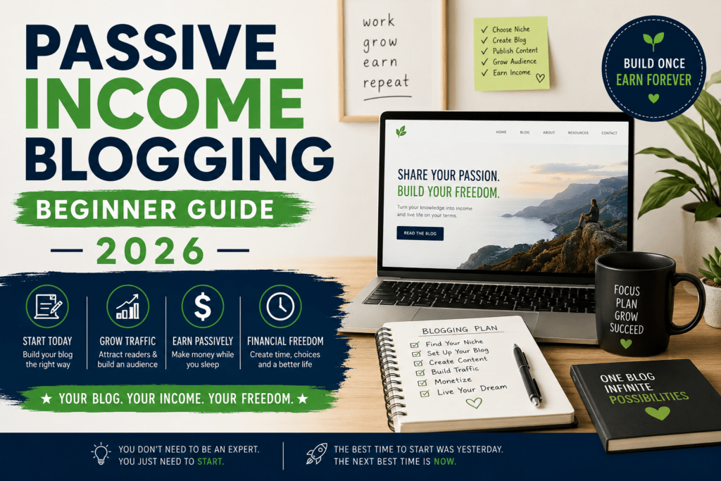 passive income blogging beginner guide 2026
