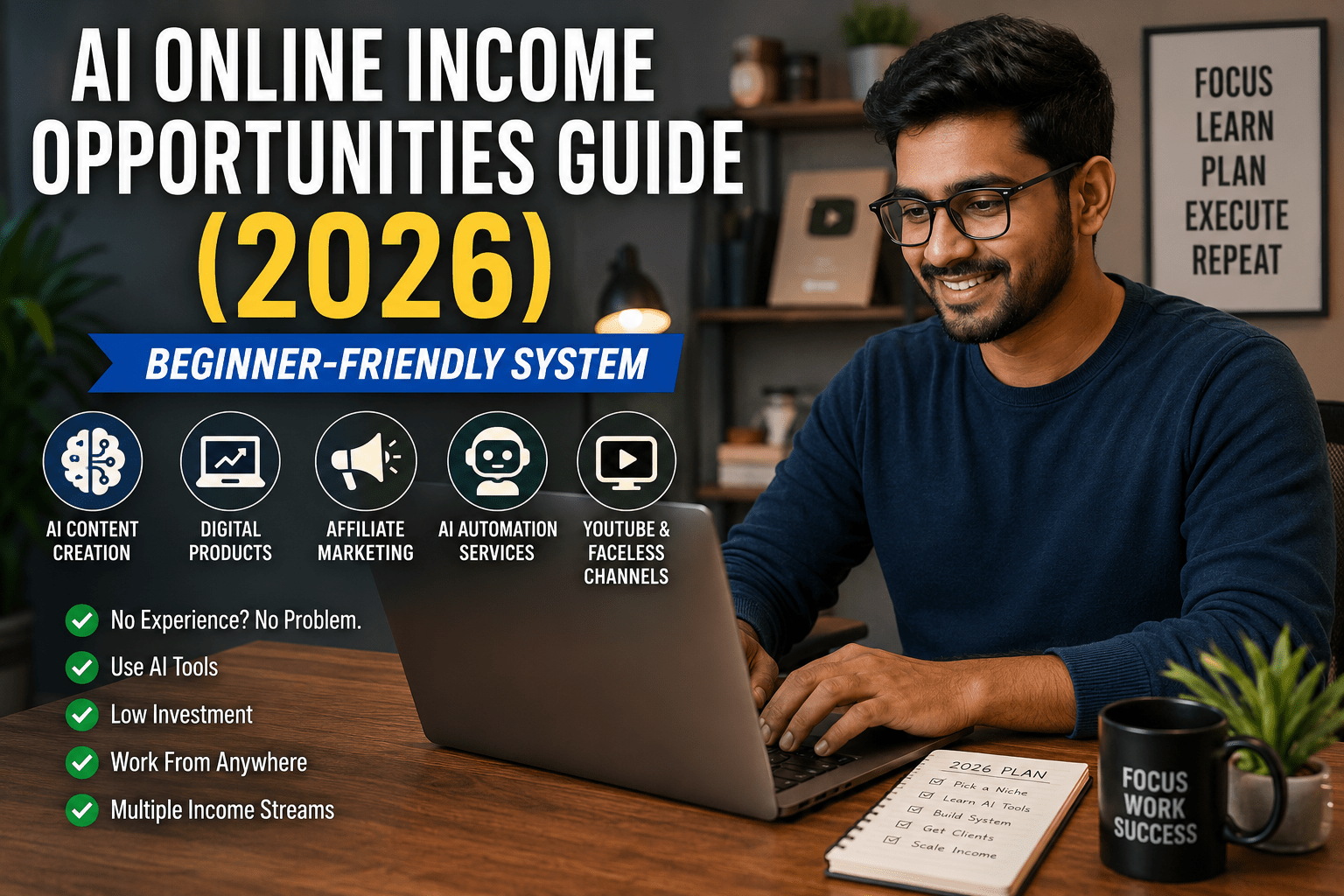 AI Online Income Opportunities Guide (2026 Beginner-Friendly System)
