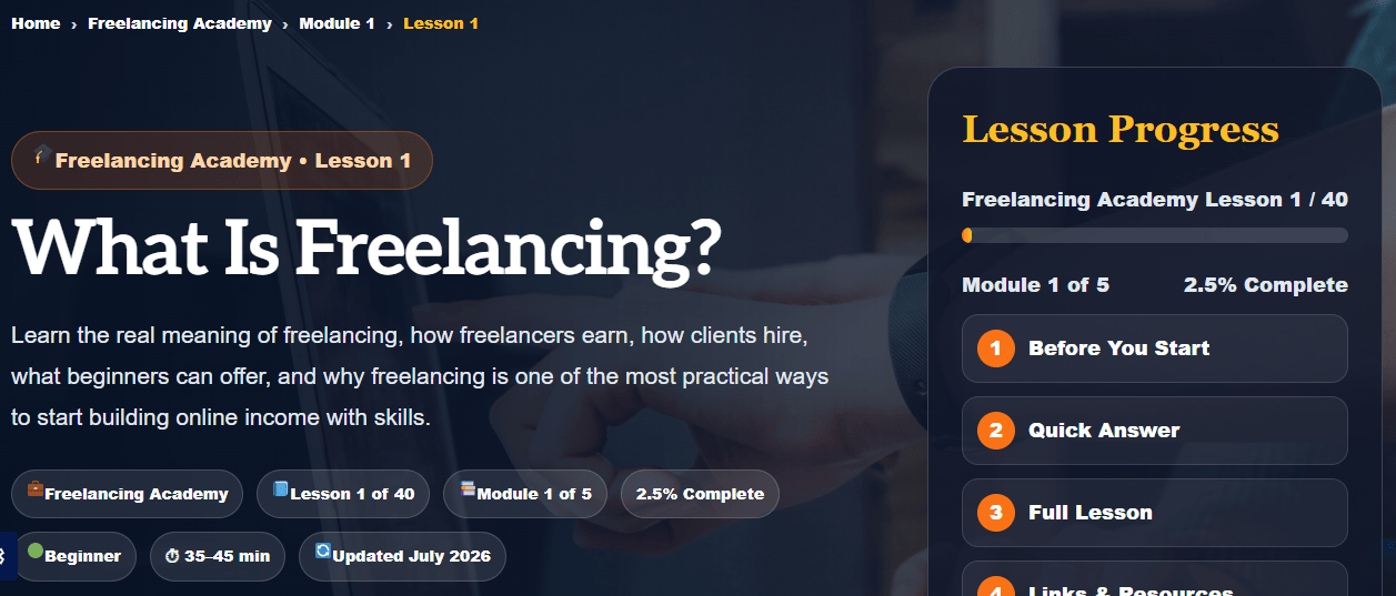 MoneyOnliners Freelancing Academy lesson one What Is Freelancing